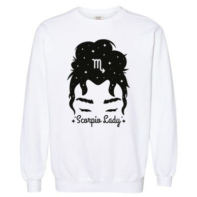 Scorpio Messy Hair Bun Birthday Gift Garment-Dyed Sweatshirt