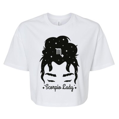 Scorpio Messy Hair Bun Birthday Gift Bella+Canvas Jersey Crop Tee