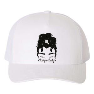 Scorpio Messy Hair Bun Birthday Gift Yupoong Adult 5-Panel Trucker Hat