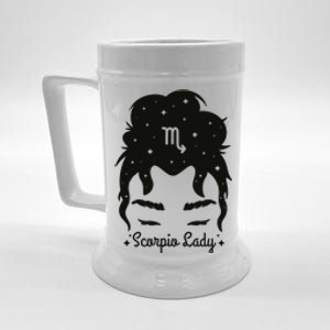 Scorpio Messy Hair Bun Birthday Gift Beer Stein