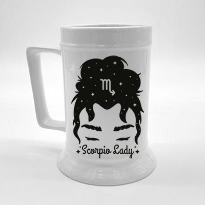 Scorpio Messy Hair Bun Birthday Gift Beer Stein