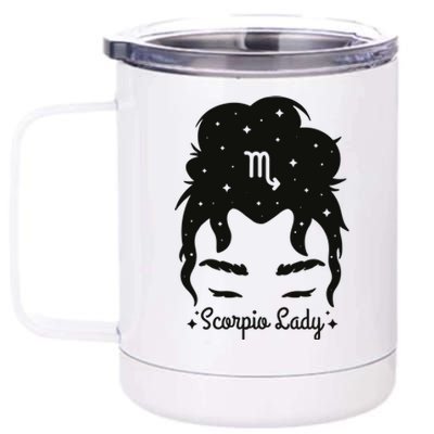 Scorpio Messy Hair Bun Birthday Gift 12 oz Stainless Steel Tumbler Cup