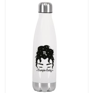 Scorpio Messy Hair Bun Birthday Gift Stainless Steel Insulated Water Bottle