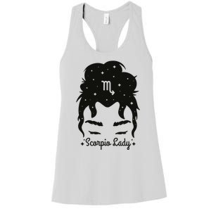 Scorpio Messy Hair Bun Birthday Gift Women's Racerback Tank