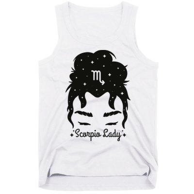 Scorpio Messy Hair Bun Birthday Gift Tank Top