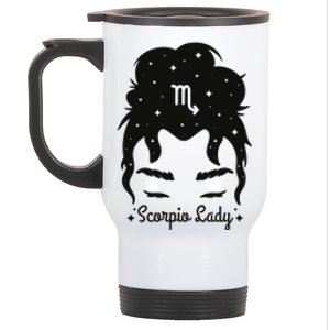 Scorpio Messy Hair Bun Birthday Gift Stainless Steel Travel Mug