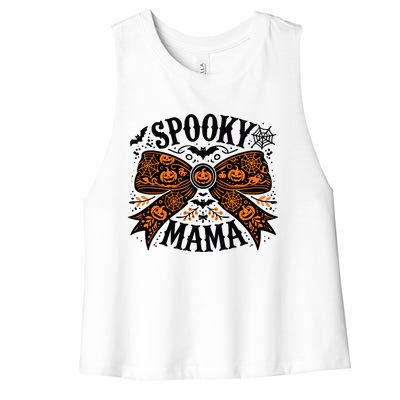 Spooky Mama Halloween Witch Pumpkin Head Women's Racerback Cropped Tank