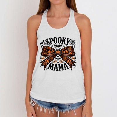 Spooky Mama Halloween Witch Pumpkin Head Women's Knotted Racerback Tank