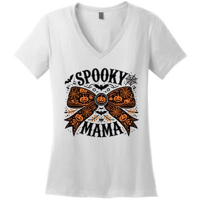 Spooky Mama Halloween Witch Pumpkin Head Women's V-Neck T-Shirt