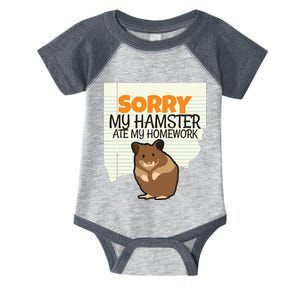 Sorry My Hamster Ate My Homework Teacher School Infant Baby Jersey Bodysuit