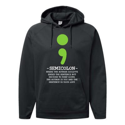 Semicolon Mental Health Awareness Suicide Prevention Performance Fleece Hoodie