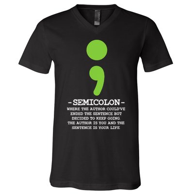 Semicolon Mental Health Awareness Suicide Prevention V-Neck T-Shirt