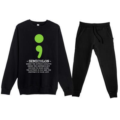 Semicolon Mental Health Awareness Suicide Prevention Premium Crewneck Sweatsuit Set