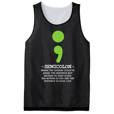 Semicolon Mental Health Awareness Suicide Prevention Mesh Reversible Basketball Jersey Tank