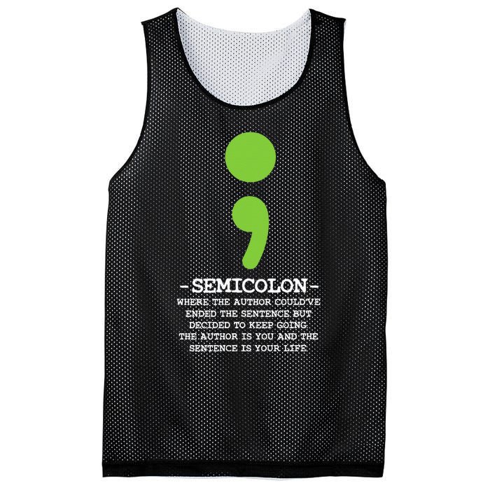 Semicolon Mental Health Awareness Suicide Prevention Mesh Reversible Basketball Jersey Tank