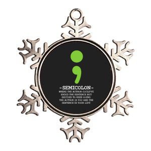 Semicolon Mental Health Awareness Suicide Prevention Metallic Star Ornament