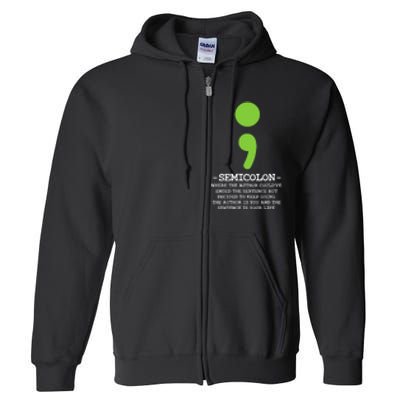 Semicolon Mental Health Awareness Suicide Prevention Full Zip Hoodie