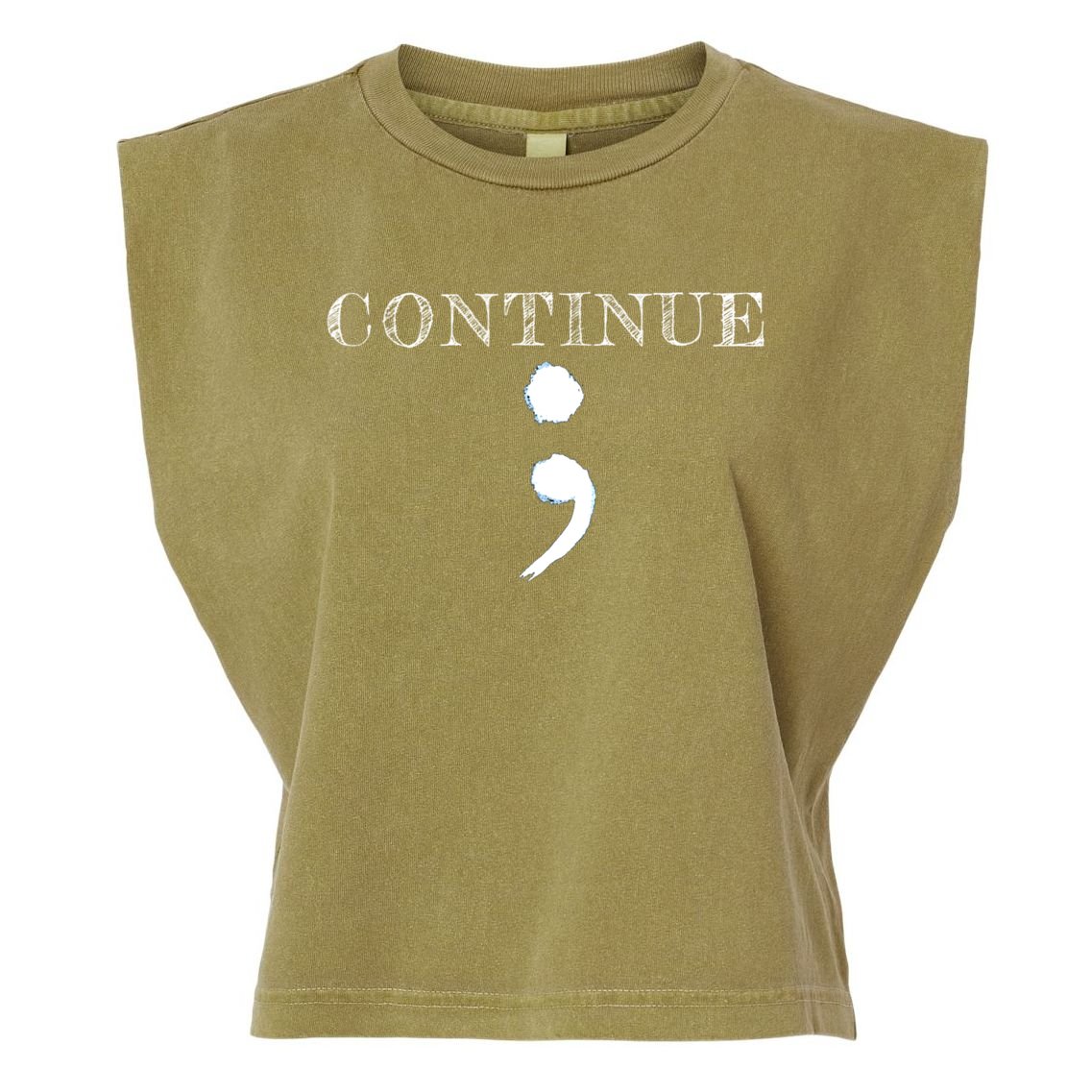 Semicolon Mental Health Awareness Suicide Prevention Garment-Dyed Women's Muscle Tee