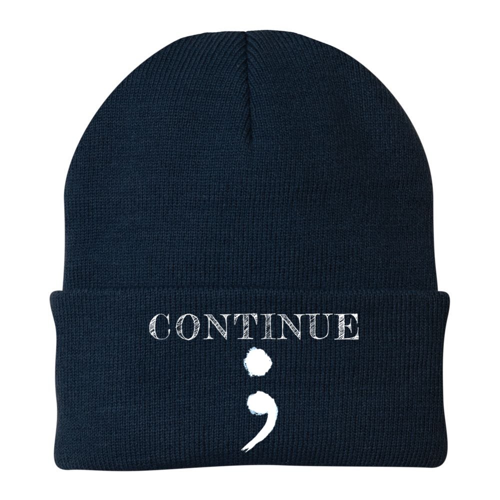 Semicolon Mental Health Awareness Suicide Prevention Beanie