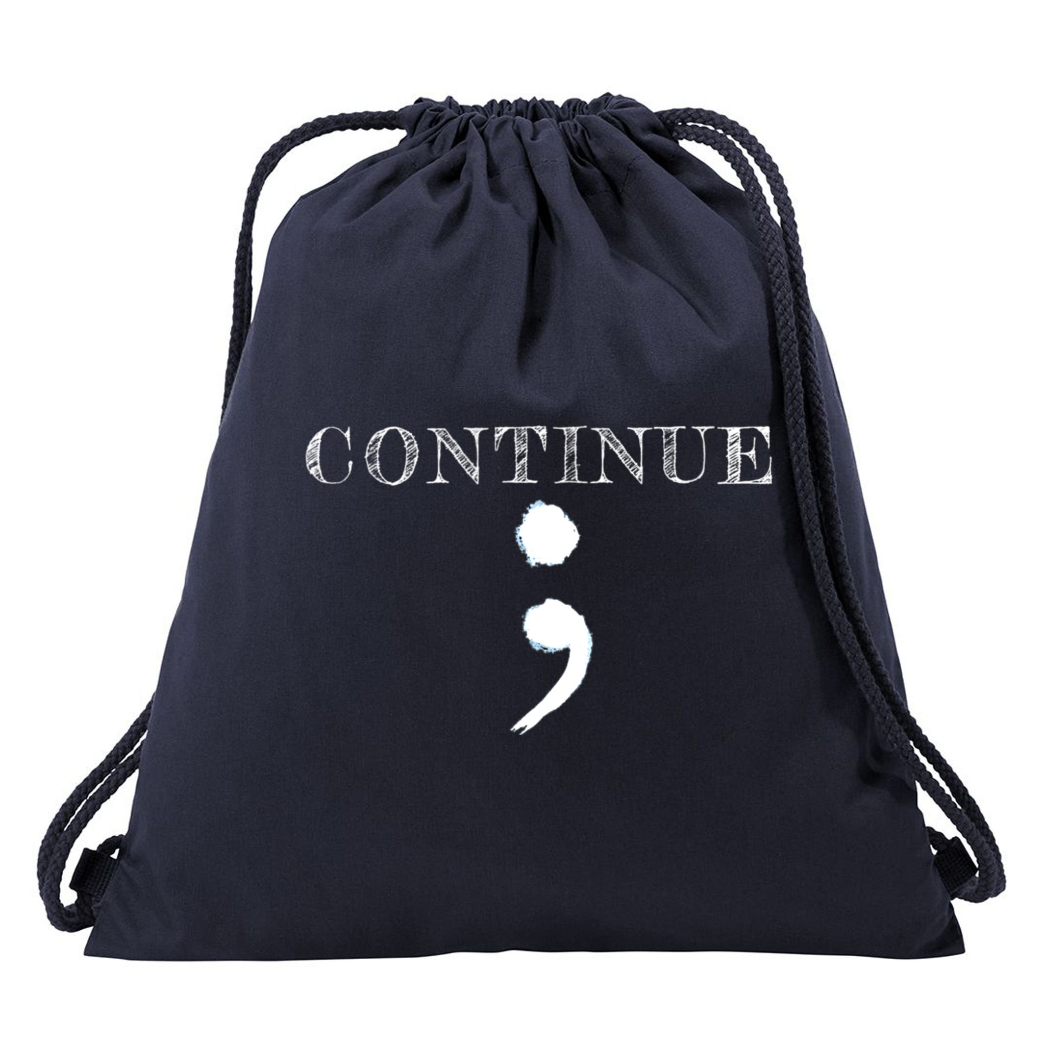 Semicolon Mental Health Awareness Suicide Prevention Drawstring Bag