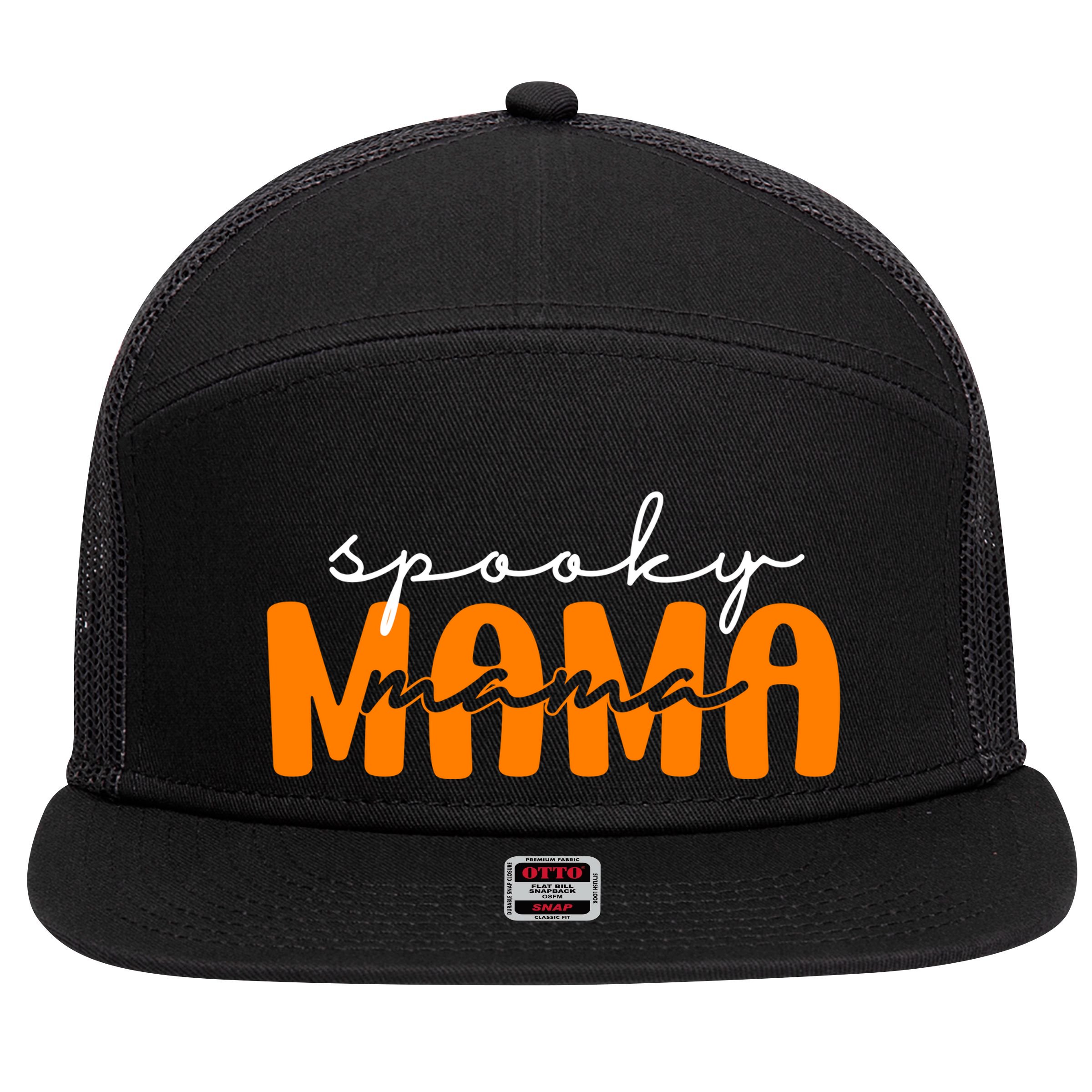 Spooky Mama Halloween 7 Panel Mesh Trucker Snapback Hat