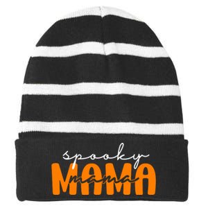 Spooky Mama Halloween Striped Beanie with Solid Band