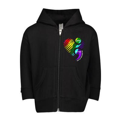 Semicolon Mental Health Awareness Toddler Zip Fleece Hoodie