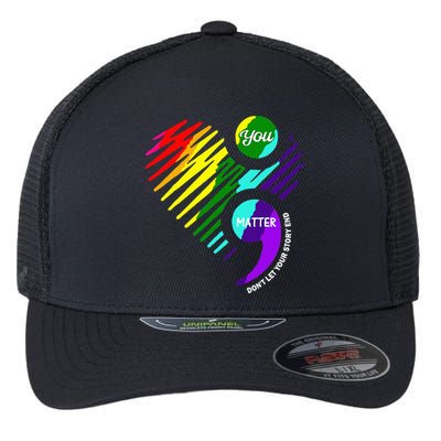 Semicolon Mental Health Awareness Flexfit Unipanel Trucker Cap