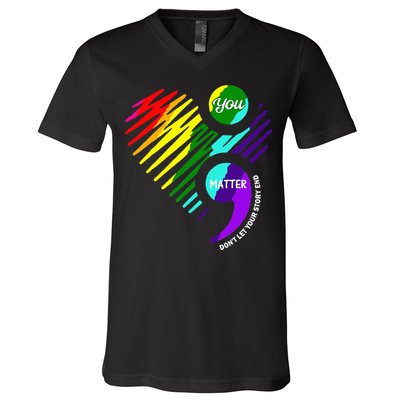 Semicolon Mental Health Awareness V-Neck T-Shirt