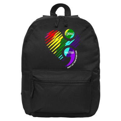 Semicolon Mental Health Awareness 16 in Basic Backpack