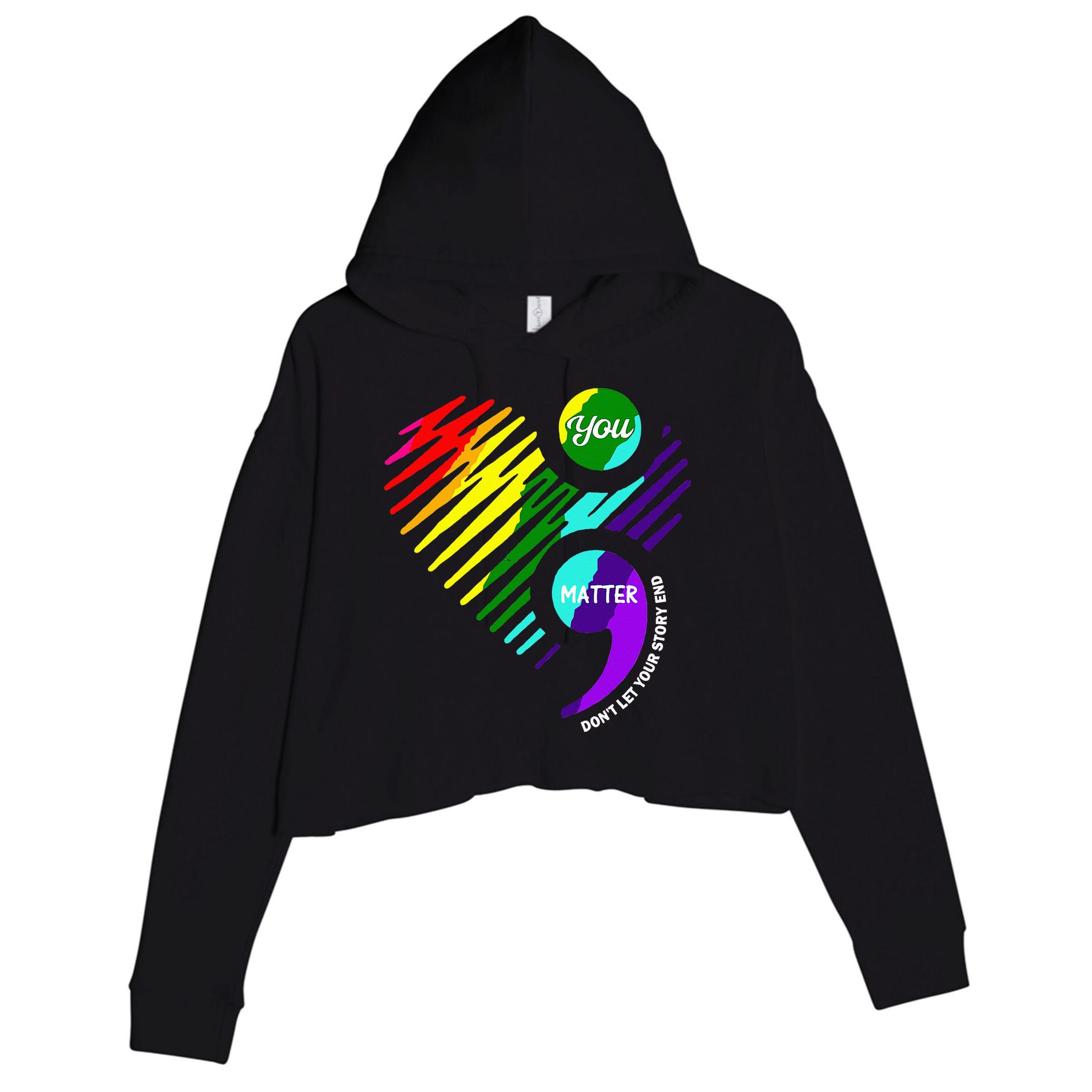 Semicolon Mental Health Awareness Crop Fleece Hoodie