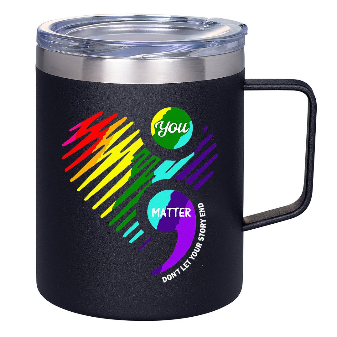 Semicolon Mental Health Awareness 12oz Stainless Steel Coffee Mug