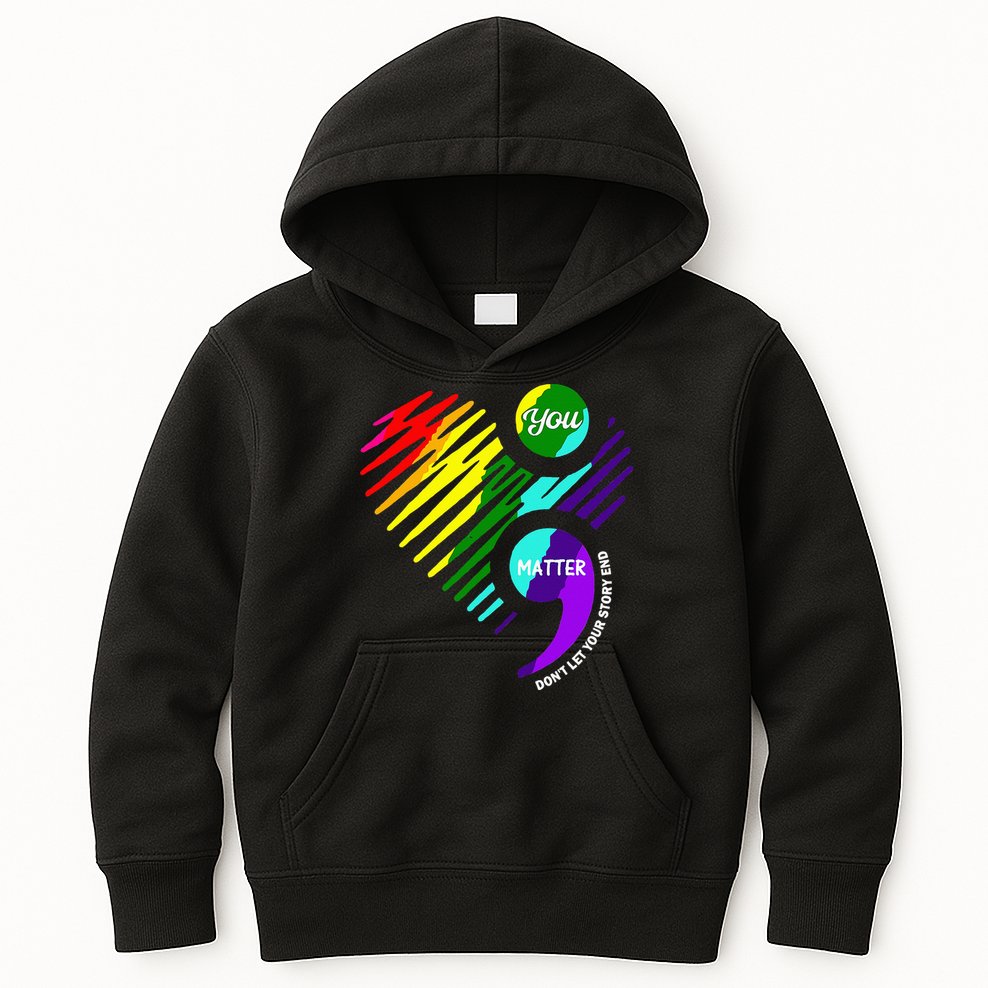 Semicolon Mental Health Awareness Kids Hoodie