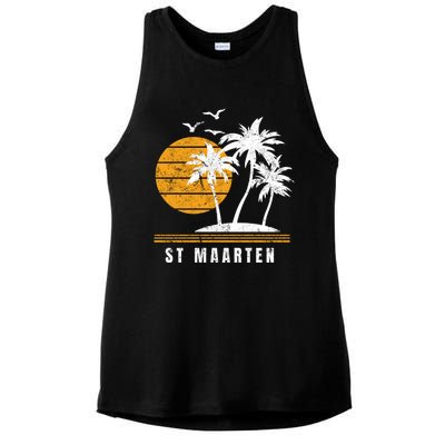 St Maarten Island Caribbean Vacation Souvenir Gift Ladies PosiCharge Tri-Blend Wicking Tank