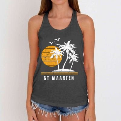 St Maarten Island Caribbean Vacation Souvenir Gift Women's Knotted Racerback Tank