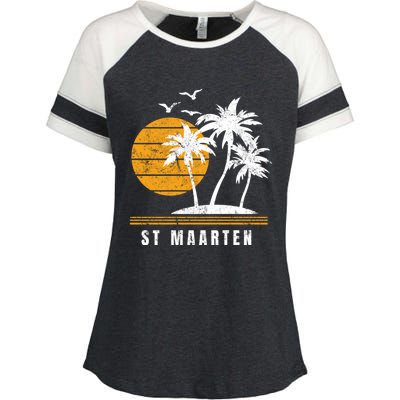 St Maarten Island Caribbean Vacation Souvenir Gift Enza Ladies Jersey Colorblock Tee