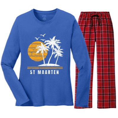 St Maarten Island Caribbean Vacation Souvenir Gift Women's Long Sleeve Flannel Pajama Set 