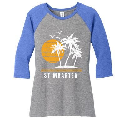 St Maarten Island Caribbean Vacation Souvenir Gift Women's Tri-Blend 3/4-Sleeve Raglan Shirt