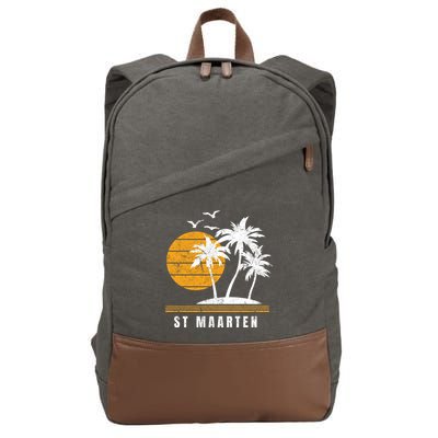 St Maarten Island Caribbean Vacation Souvenir Gift Cotton Canvas Backpack