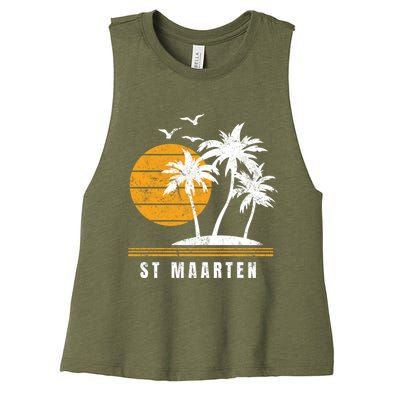 St Maarten Island Caribbean Vacation Souvenir Gift Women's Racerback Cropped Tank