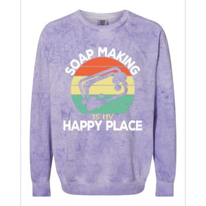 Soap Making Is My Happy Place Soap Maker Homemade Soap Great Gift Colorblast Crewneck Sweatshirt