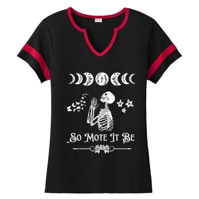 So Mote It Be Goth Moon Phase Witch Pagan Wicca Moon Phase Gift Ladies Halftime Notch Neck Tee