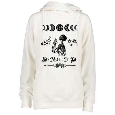 So Mote It Be Goth Moon Phase Witch Pagan Wicca Moon Phase Gift Womens Funnel Neck Pullover Hood