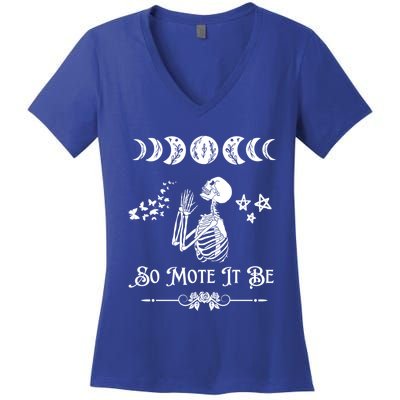 So Mote It Be Goth Moon Phase Witch Pagan Wicca Moon Phase Gift Women's V-Neck T-Shirt