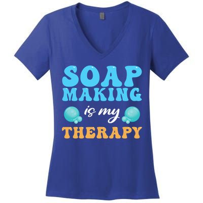 Soap Making Is My Therapy Soap Maker Cute Gift Women's V-Neck T-Shirt
