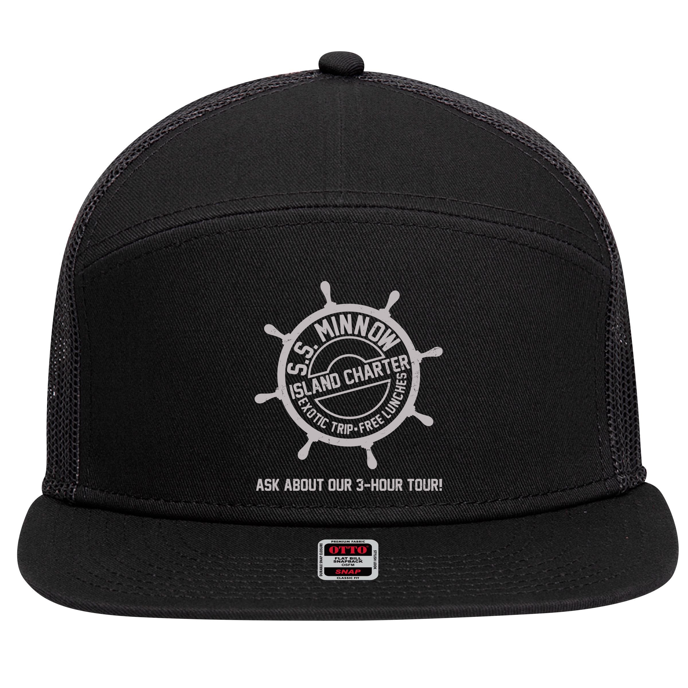 SS Minnow Island Charter Exotic Trip Free Lunches 7 Panel Mesh Trucker Snapback Hat