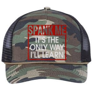 Spank Me Its The Only Way Ill Learn Spanking BDSM Fetish Kin Retro Rope Trucker Hat Cap