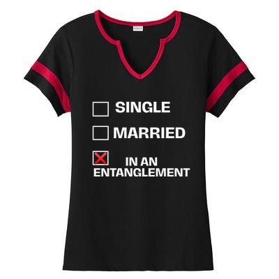 Single Married In An Entanglet Funny Relationship Gift Ladies Halftime Notch Neck Tee