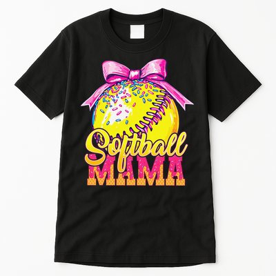Softball Mama Ice Cream Drip Cheer Mom Game Day Mothers Day Tall T-Shirt