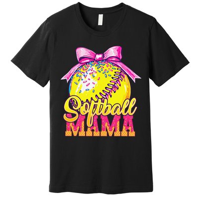 Softball Mama Ice Cream Drip Cheer Mom Game Day Mothers Day Premium T-Shirt